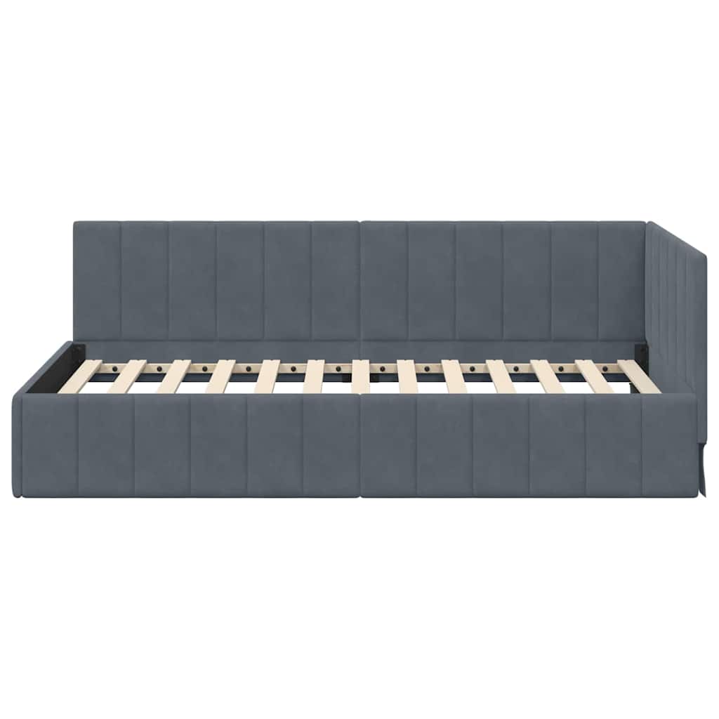 vidaXL Rama łóżka narożnego Ciemnoszary 100 cm x 200 cm Aksamit