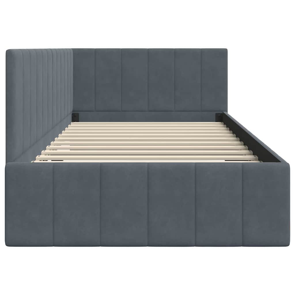 vidaXL Rama łóżka narożnego Ciemnoszary 100 cm x 200 cm Aksamit