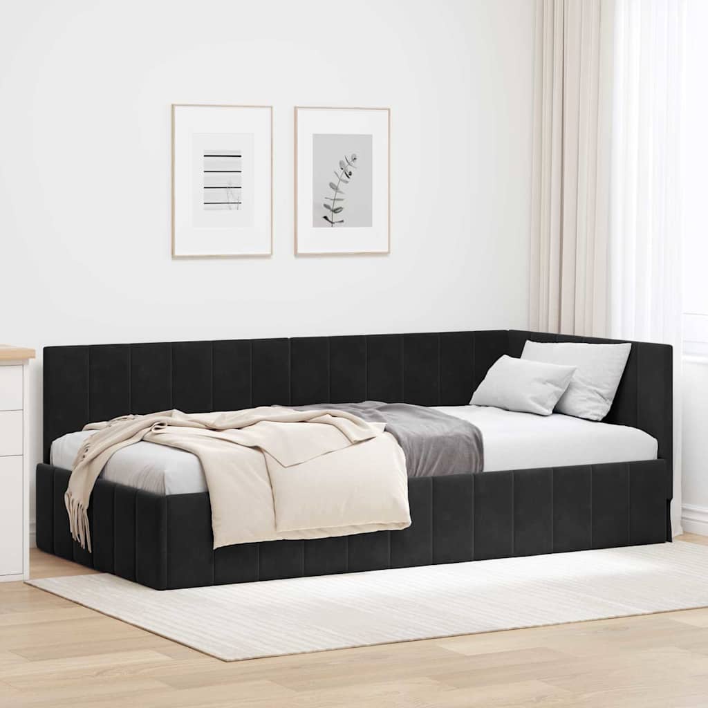 vidaXL Rama łóżka narożnego Czarny 100 cm x 200 cm Aksamit
