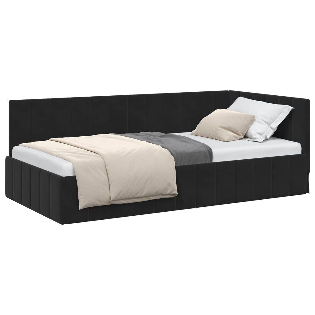 vidaXL Rama łóżka narożnego Czarny 100 cm x 200 cm Aksamit