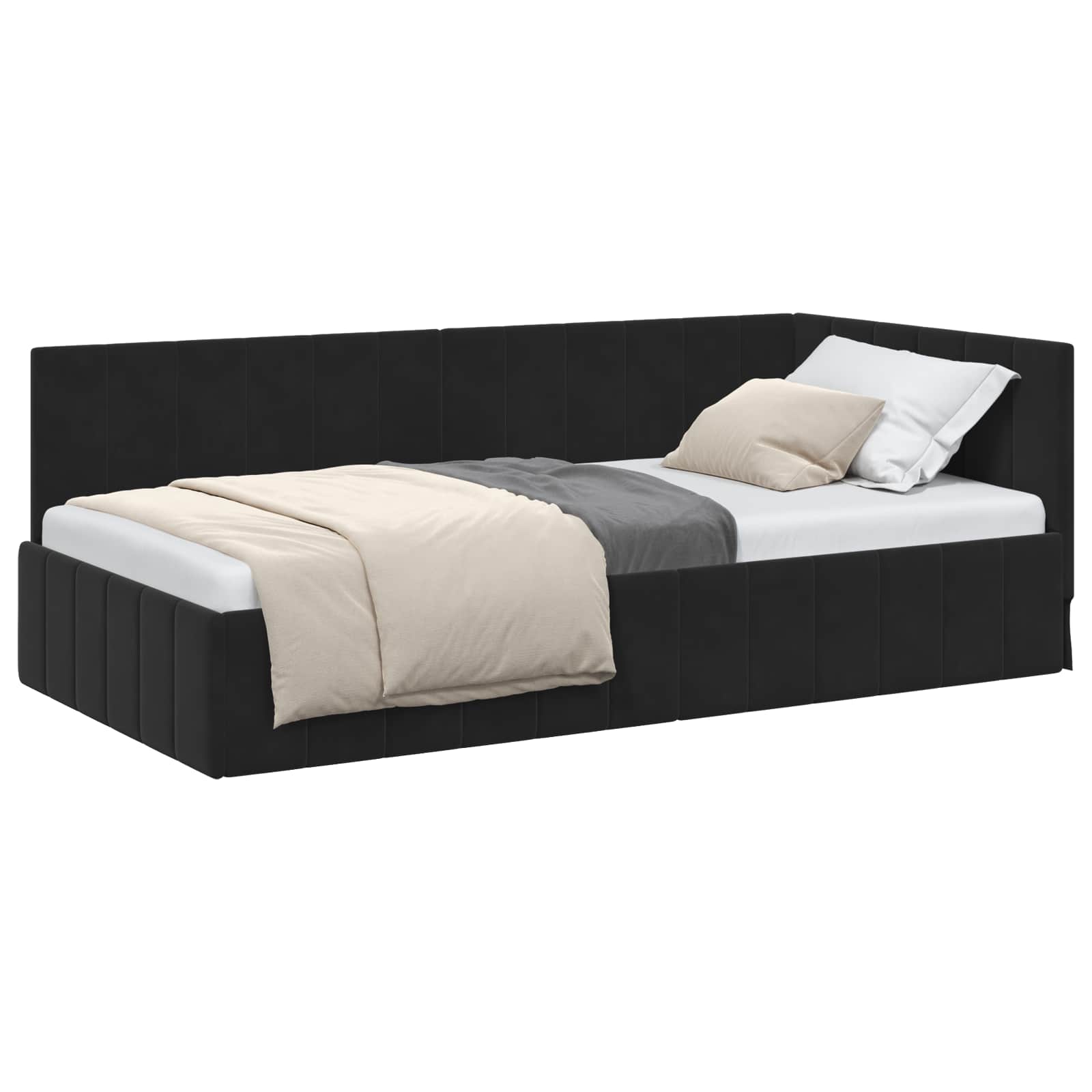 vidaXL Rama łóżka narożnego Czarny 100 cm x 200 cm Aksamit