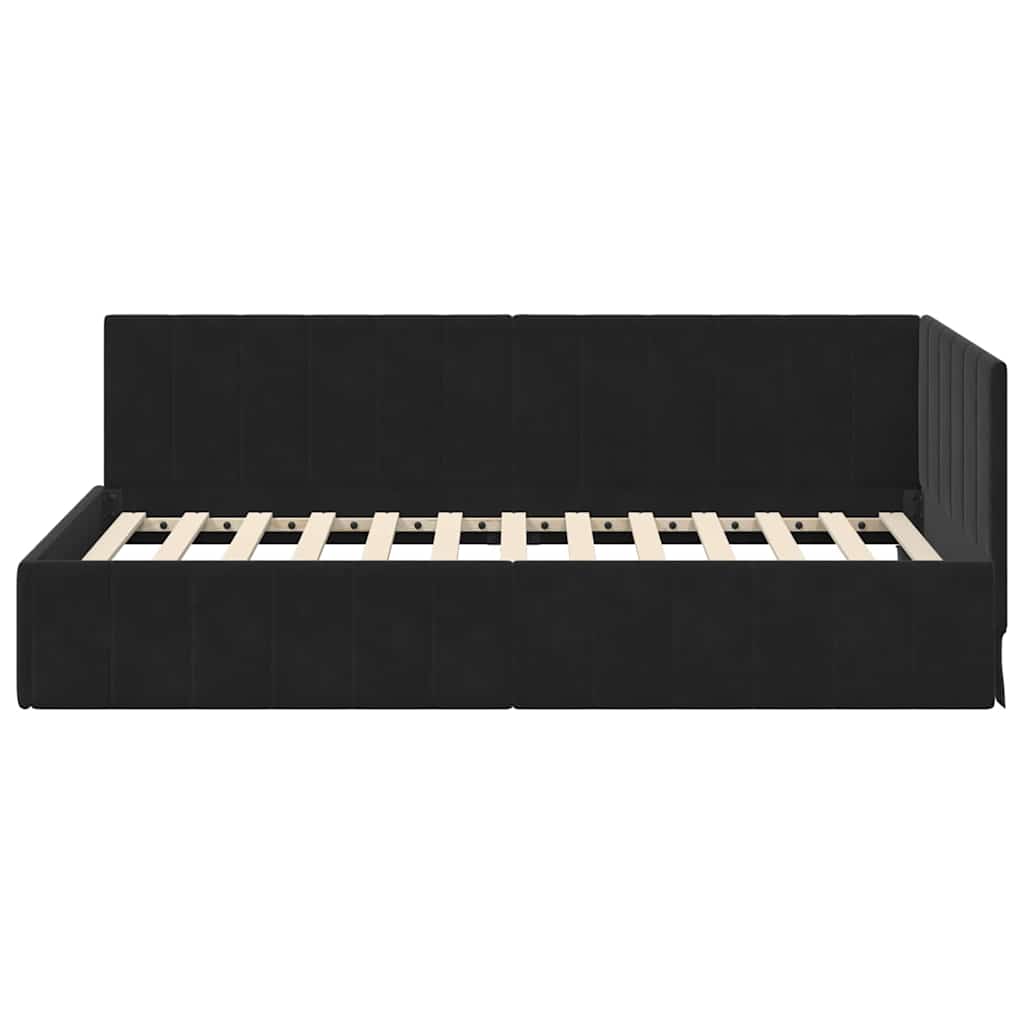 vidaXL Rama łóżka narożnego Czarny 100 cm x 200 cm Aksamit