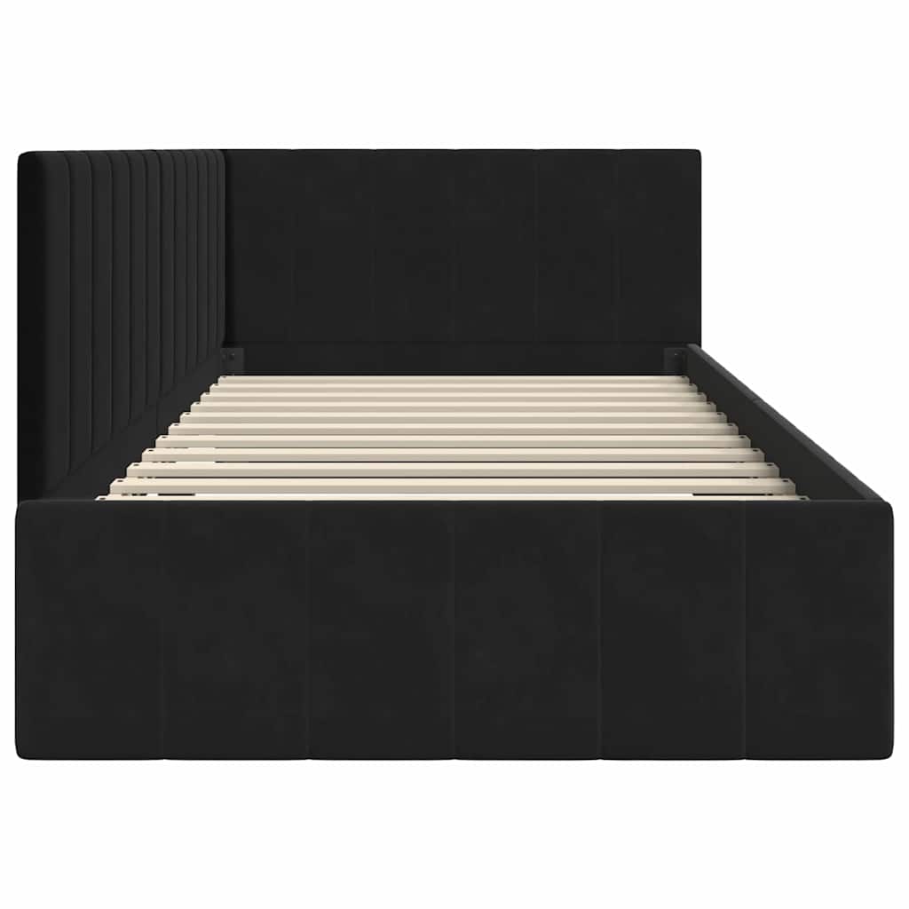 vidaXL Rama łóżka narożnego Czarny 100 cm x 200 cm Aksamit