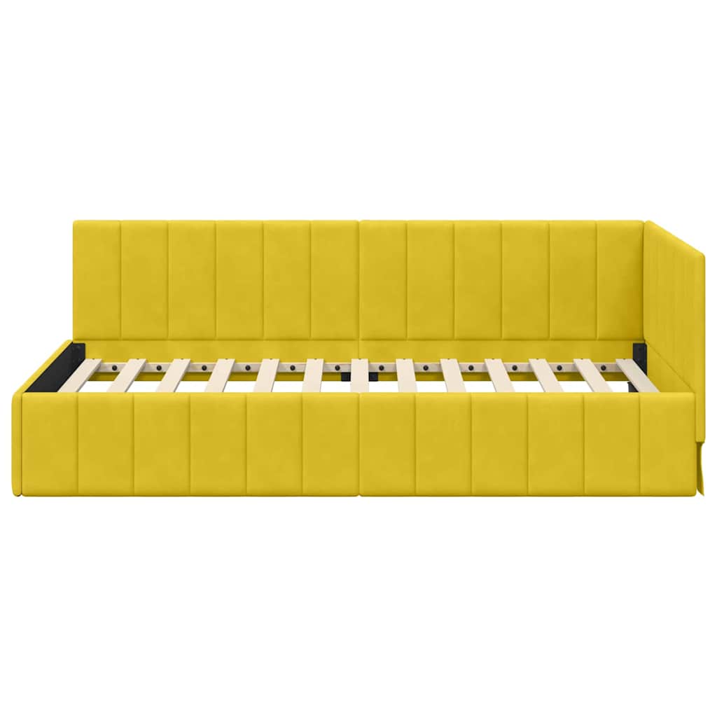 vidaXL Rama łóżka narożnego Z zagłówkiem Żółty 100 cm x 200 cm Aksamit