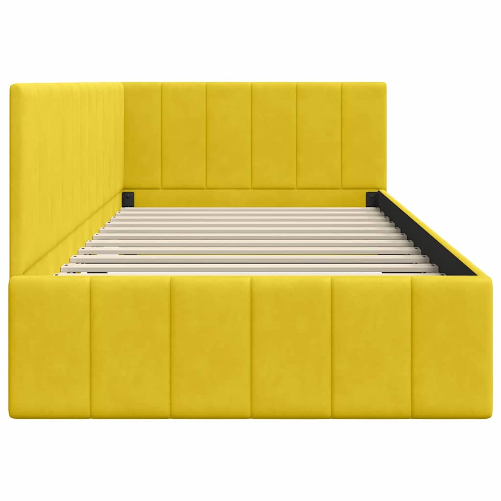vidaXL Rama łóżka narożnego Z zagłówkiem Żółty 100 cm x 200 cm Aksamit