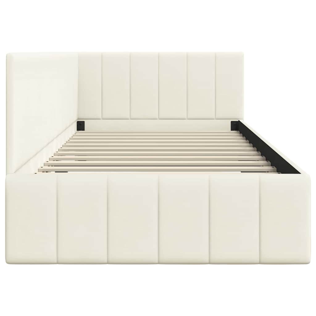 vidaXL Rama łóżka narożnego Kremowy 100 cm x 200 cm Aksamit