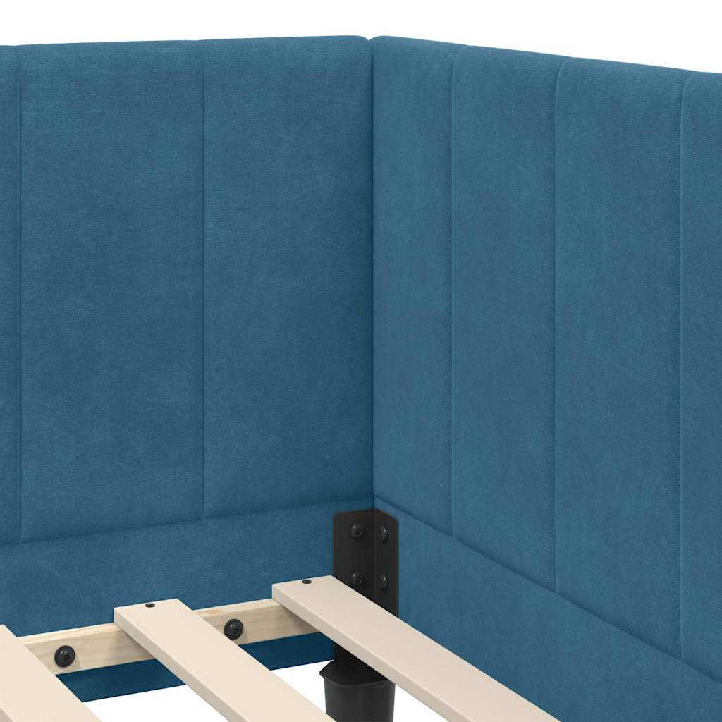 vidaXL Rama łóżka narożnego Niebieski 80 cm x 200 cm Aksamit