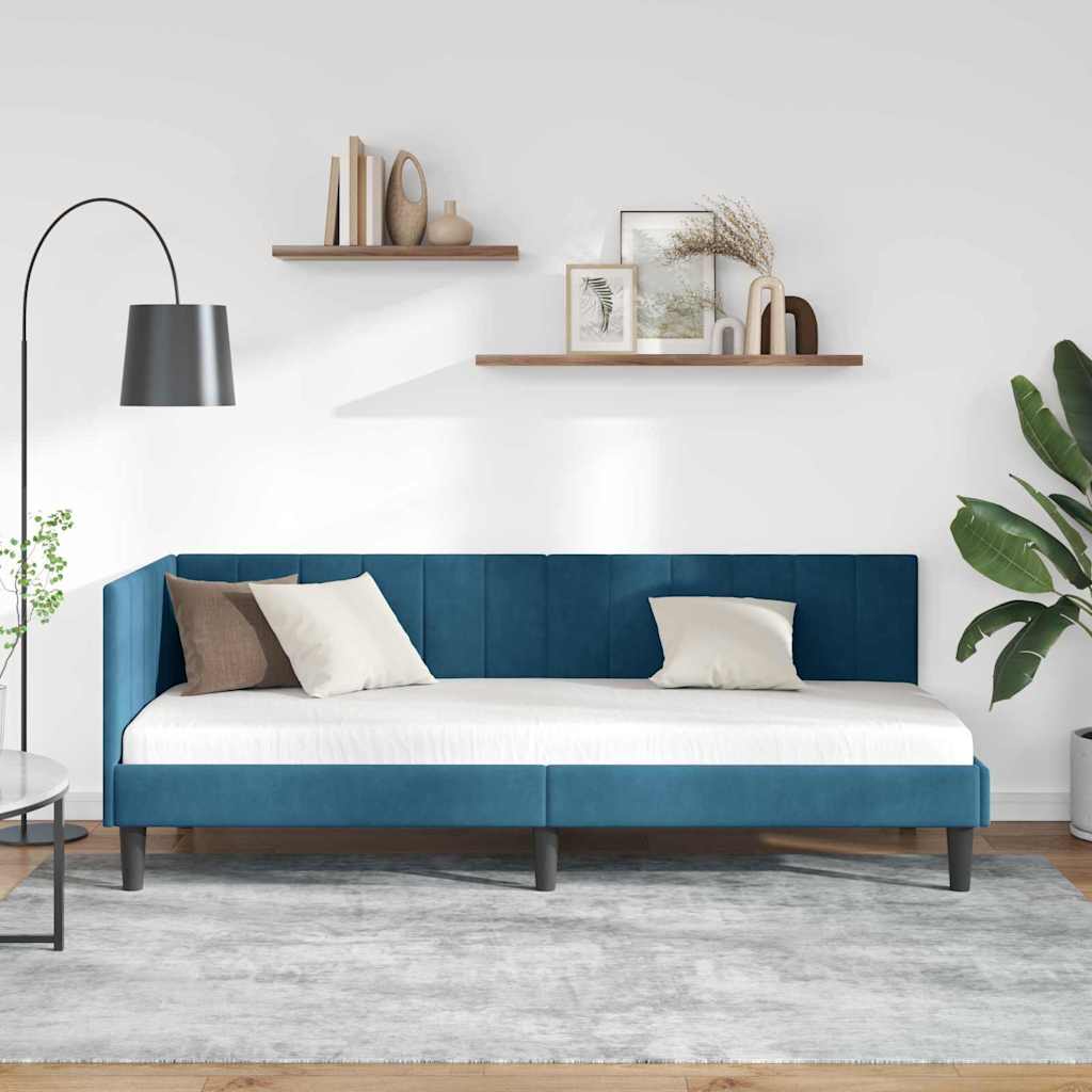 vidaXL Rama łóżka narożnego Niebieski 80 cm x 200 cm Aksamit