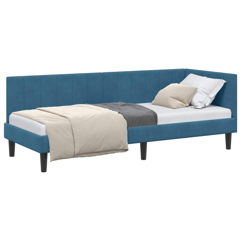 vidaXL Rama łóżka narożnego Niebieski 80 cm x 200 cm Aksamit