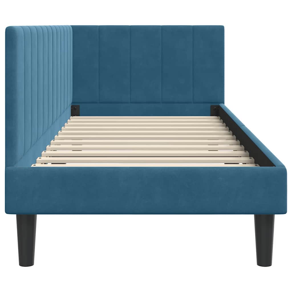 vidaXL Rama łóżka narożnego Niebieski 80 cm x 200 cm Aksamit