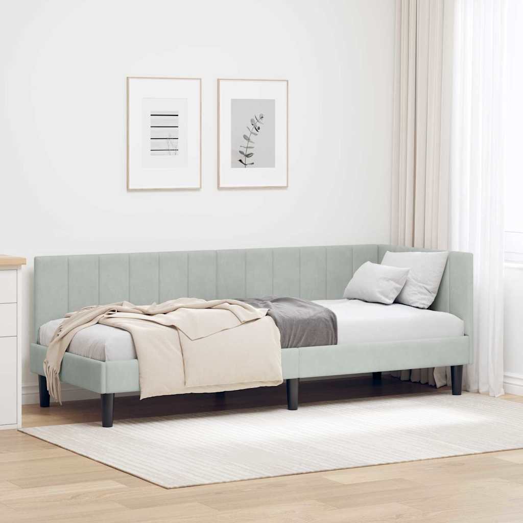 vidaXL Rama łóżka narożnego Jasnoszary 80 cm x 200 cm Aksamit