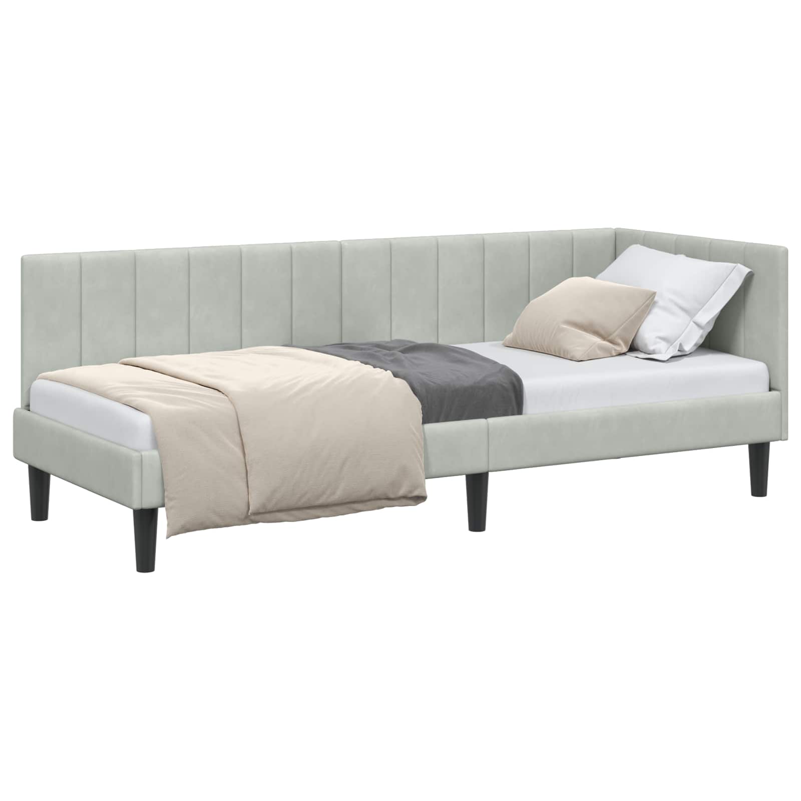 vidaXL Rama łóżka narożnego Jasnoszary 80 cm x 200 cm Aksamit