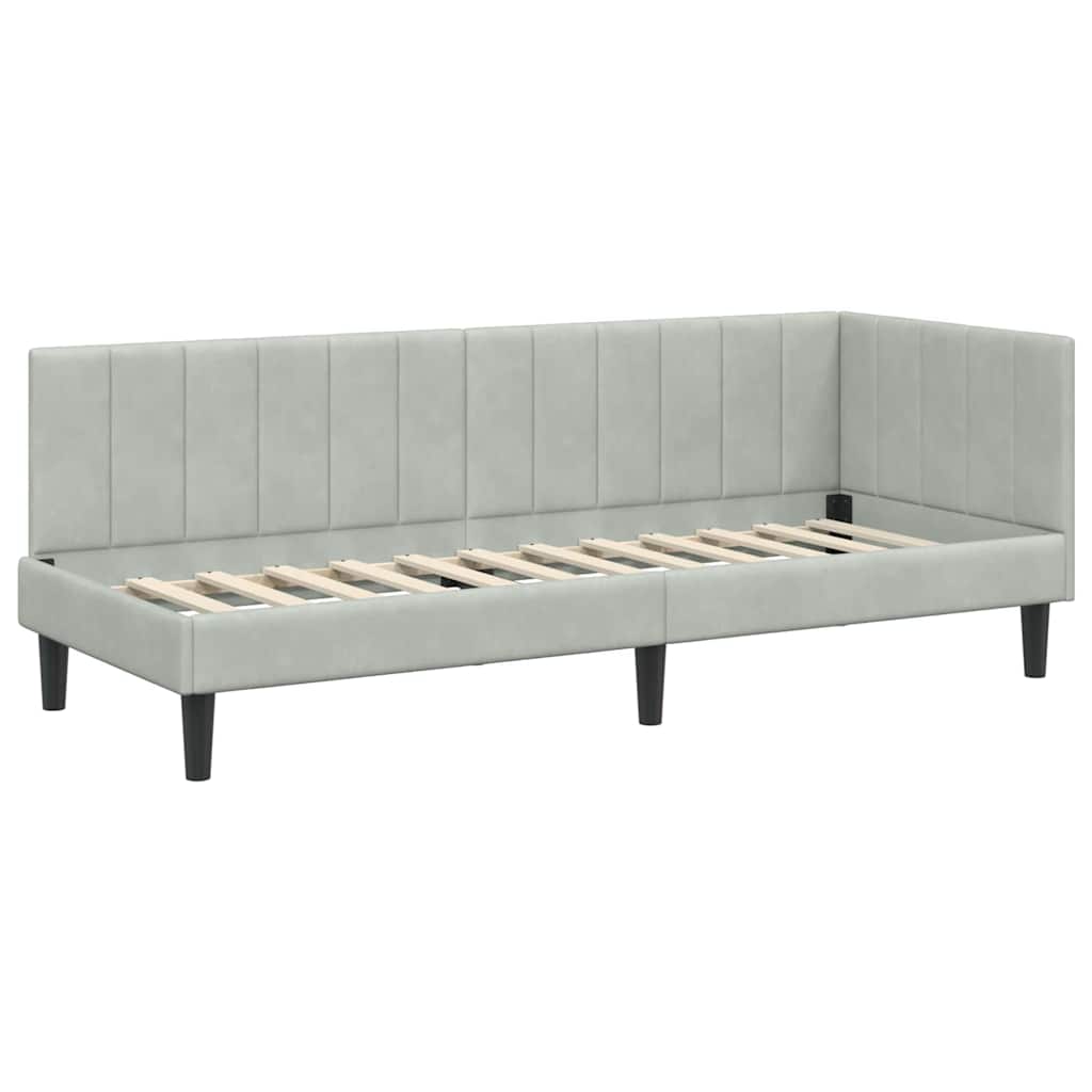 vidaXL Rama łóżka narożnego Jasnoszary 80 cm x 200 cm Aksamit