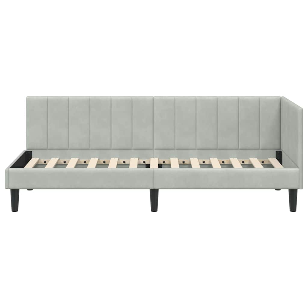vidaXL Rama łóżka narożnego Jasnoszary 80 cm x 200 cm Aksamit
