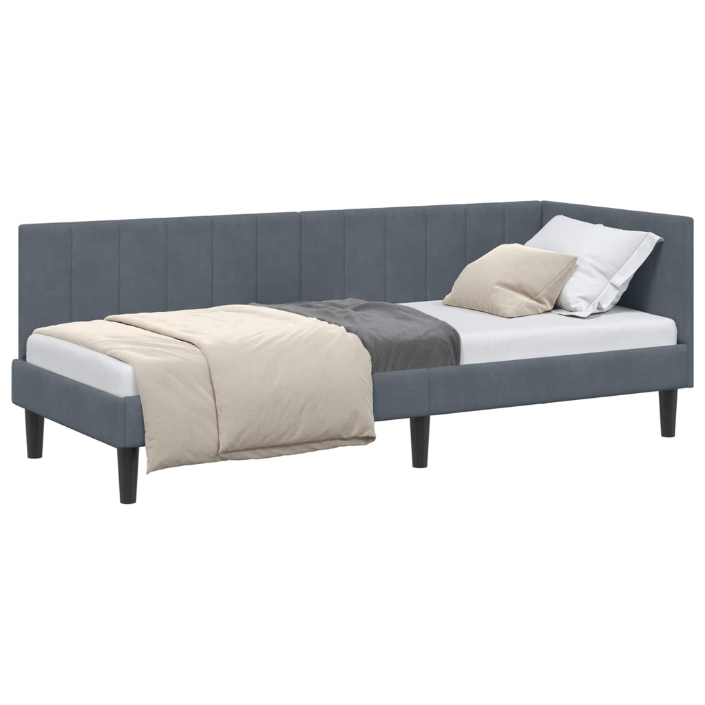 vidaXL Rama łóżka narożnego Ciemnoszary 80 cm x 200 cm Aksamit