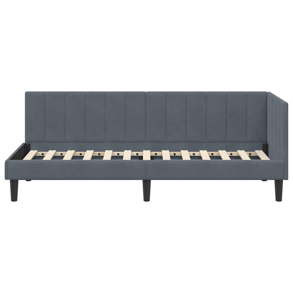 vidaXL Rama łóżka narożnego Ciemnoszary 80 cm x 200 cm Aksamit