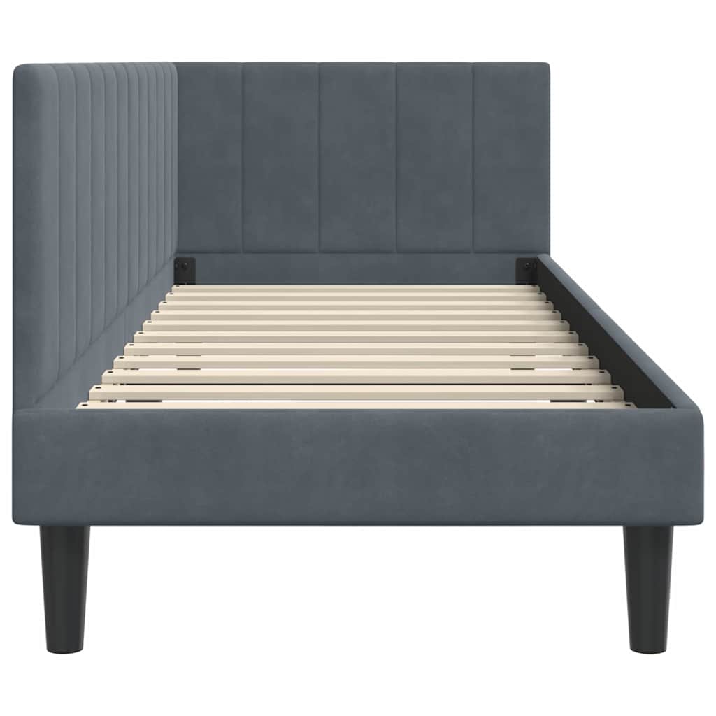 vidaXL Rama łóżka narożnego Ciemnoszary 80 cm x 200 cm Aksamit