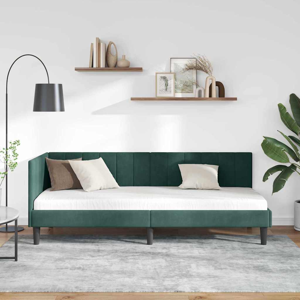 vidaXL Rama łóżka narożnego Ciemna zieleń 80 cm x 200 cm Aksamit