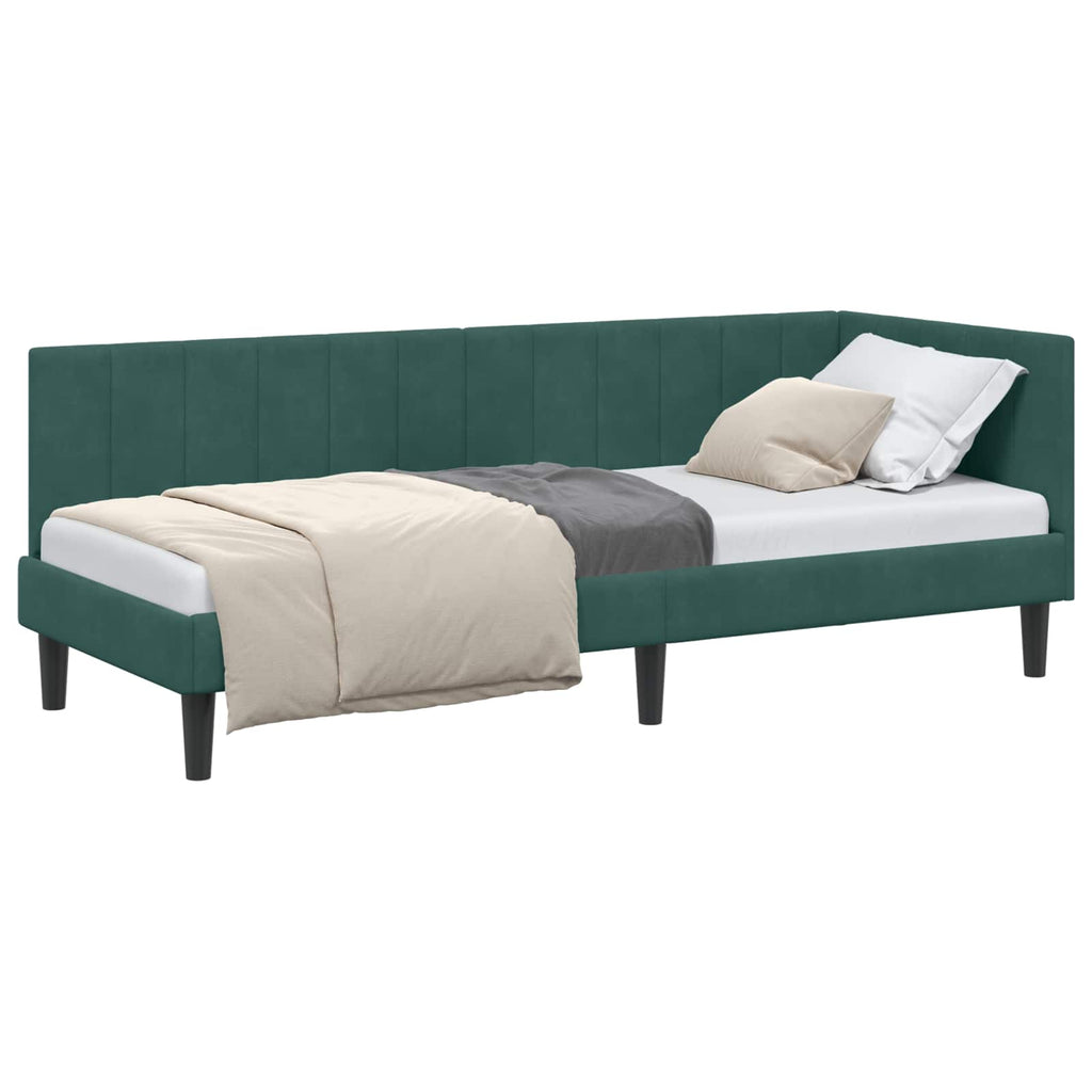 vidaXL Rama łóżka narożnego Ciemna zieleń 80 cm x 200 cm Aksamit