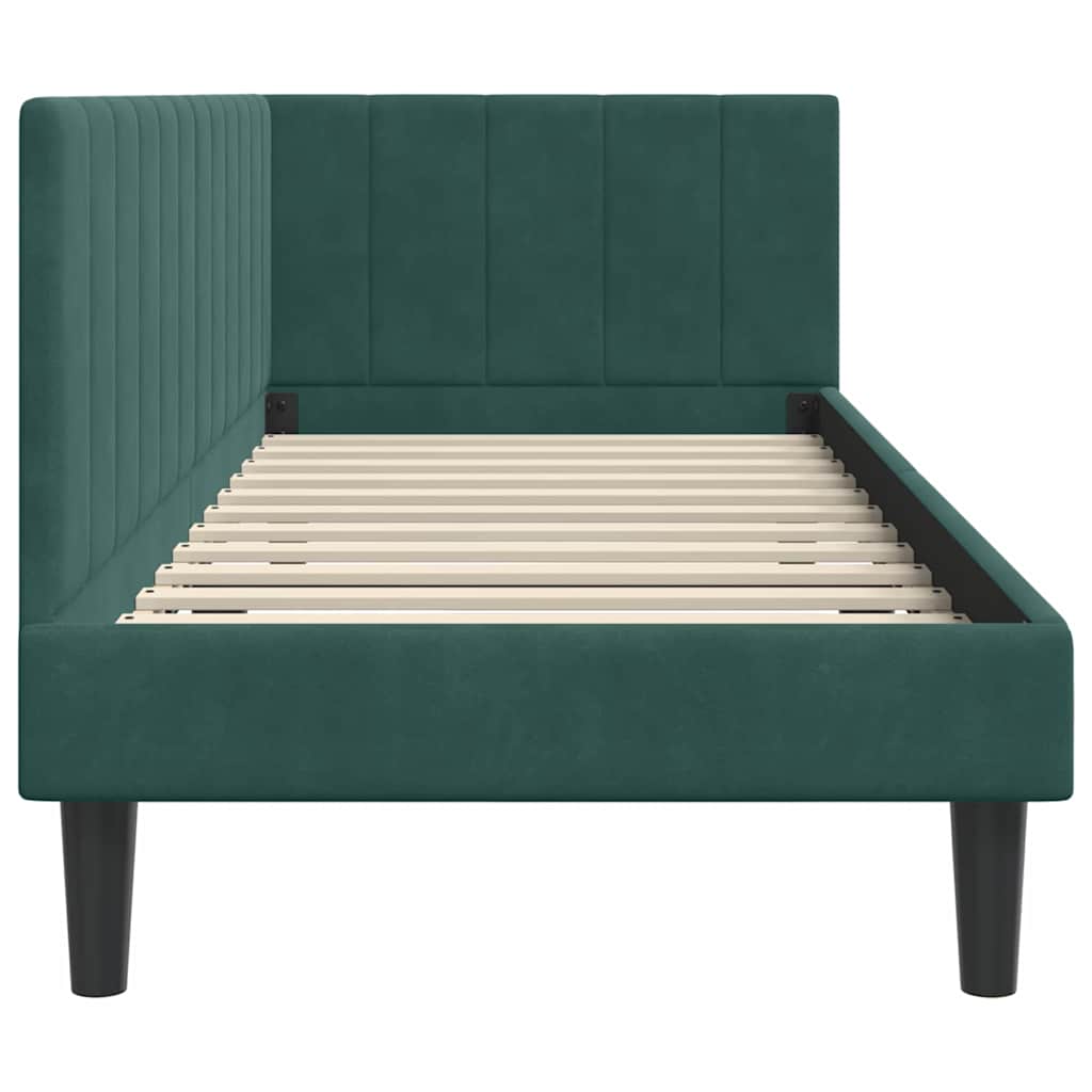 vidaXL Rama łóżka narożnego Ciemna zieleń 80 cm x 200 cm Aksamit