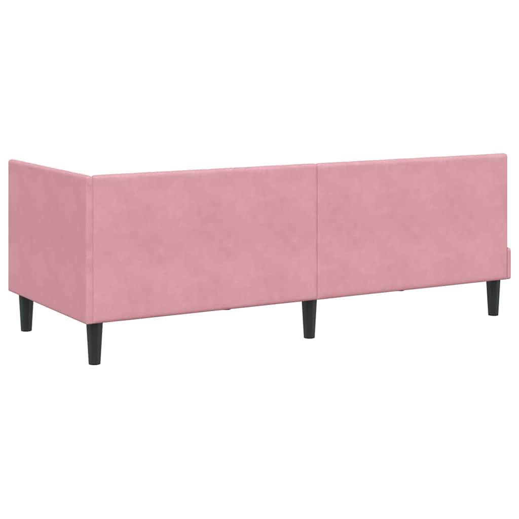 vidaXL Rama łóżka narożnego Z zagłówkiem Różowy 80 cm x 200 cm Aksamit