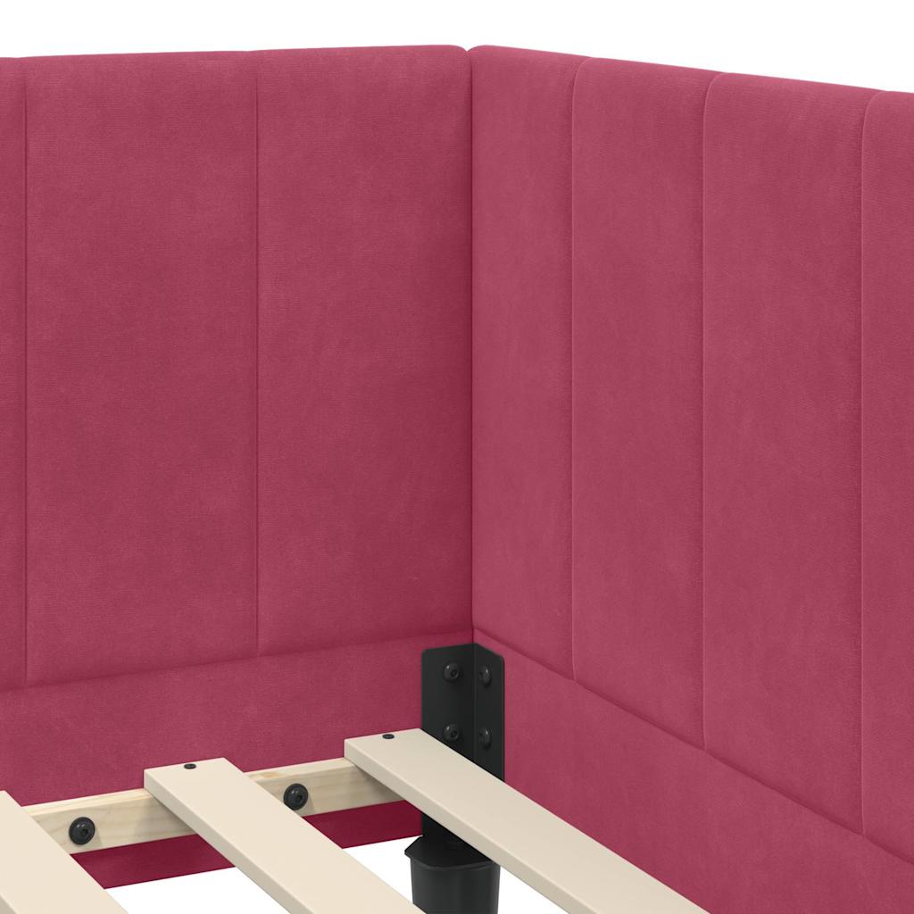 vidaXL Rama łóżka narożnego Czerwone wino 80 cm x 200 cm Aksamit