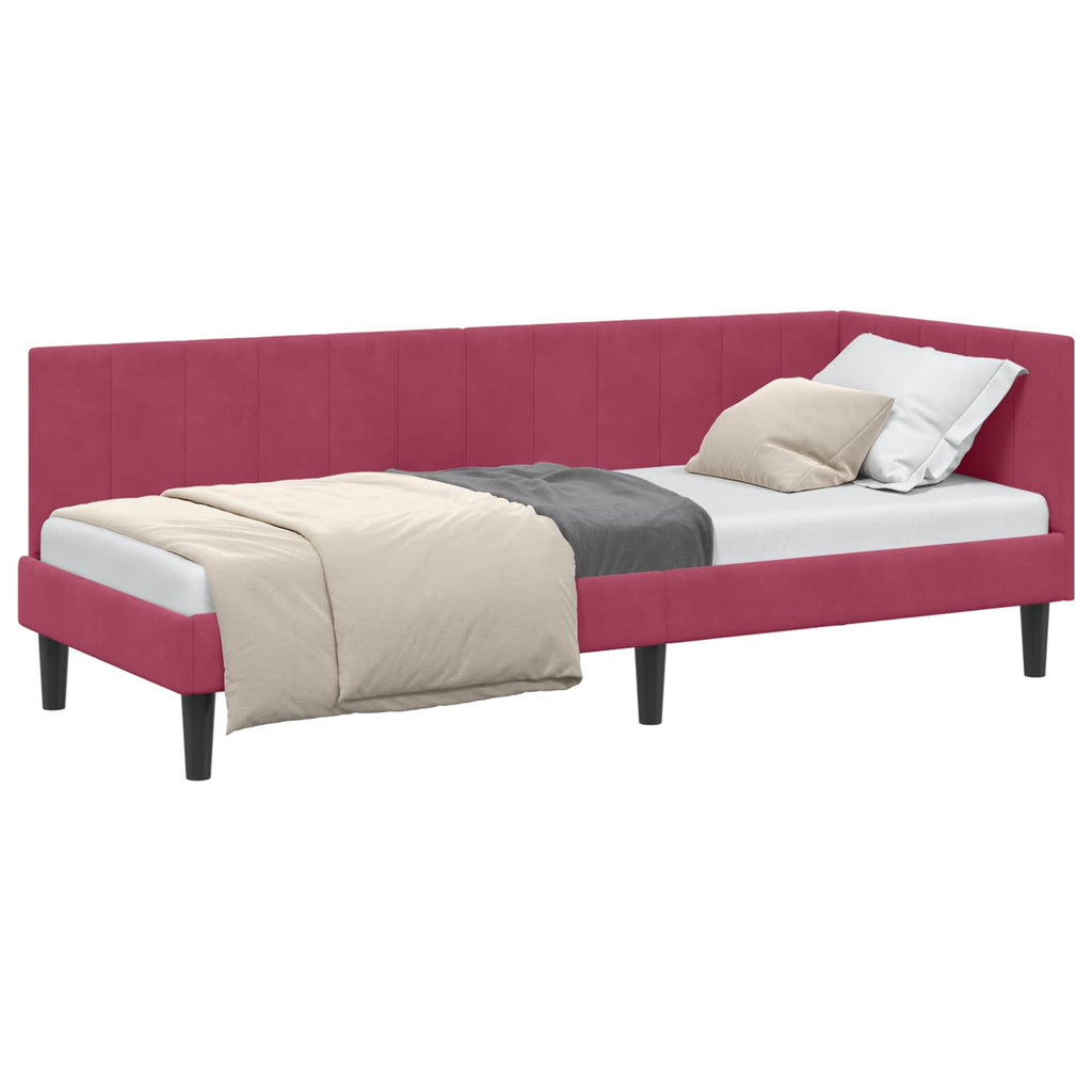 vidaXL Rama łóżka narożnego Czerwone wino 80 cm x 200 cm Aksamit