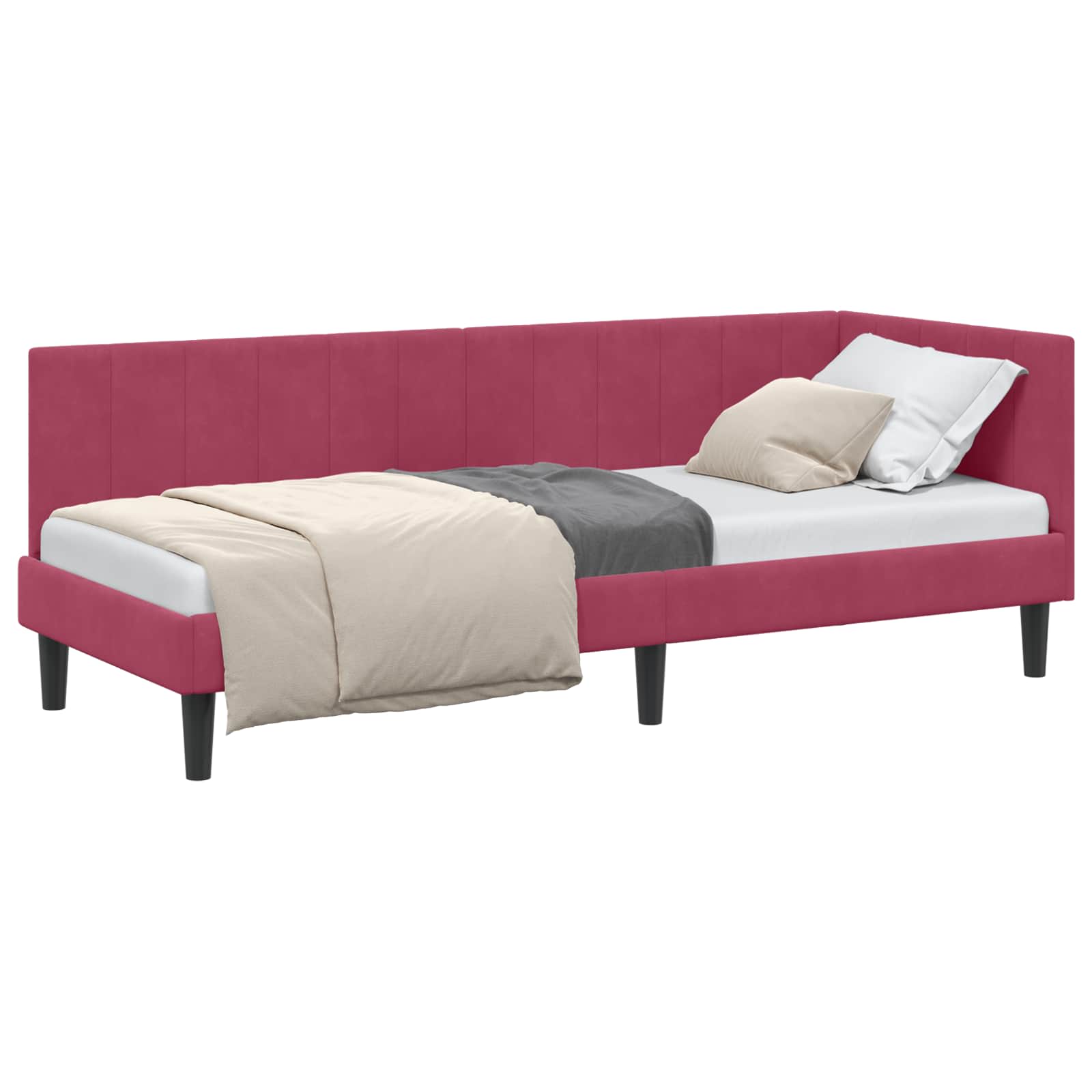 vidaXL Rama łóżka narożnego Czerwone wino 80 cm x 200 cm Aksamit