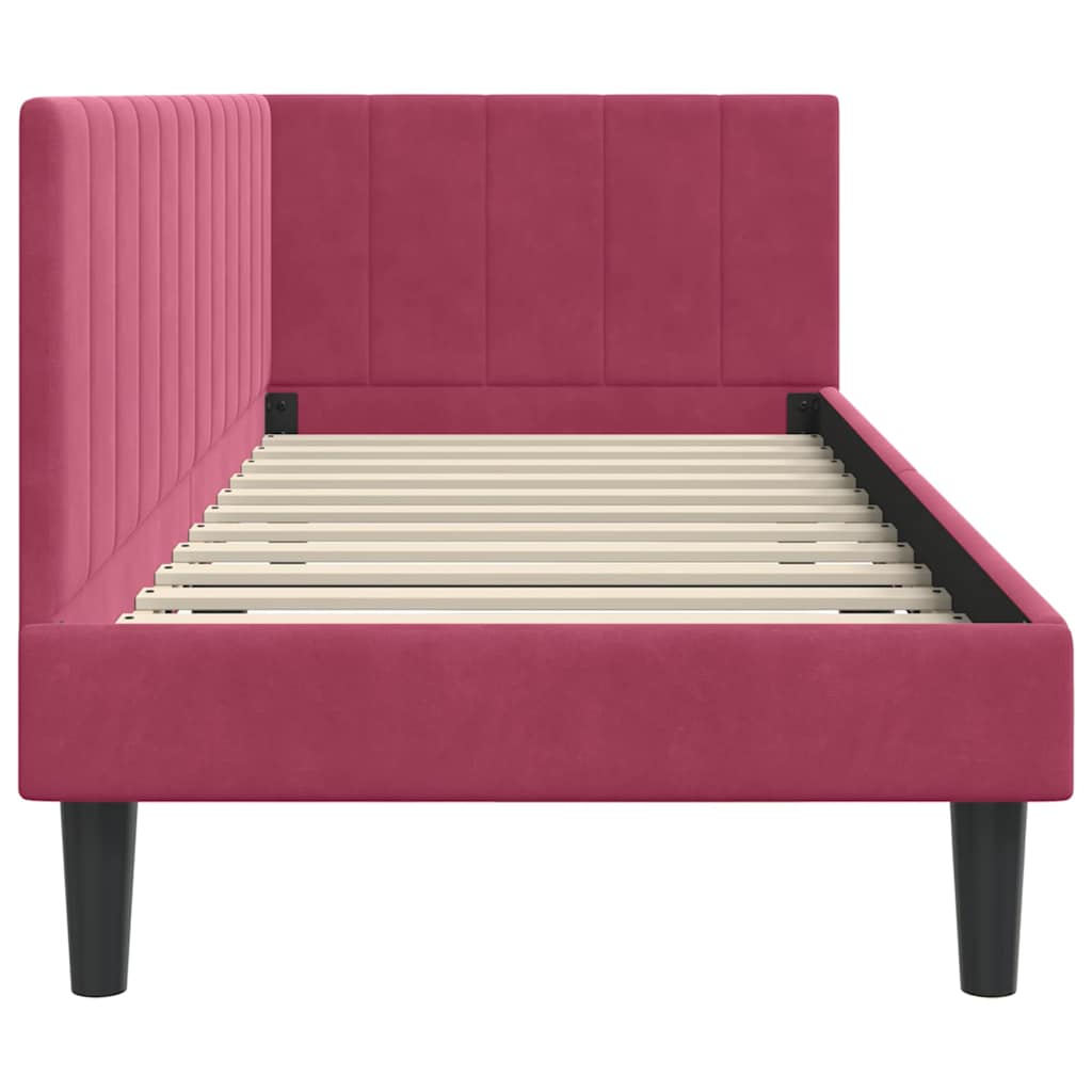 vidaXL Rama łóżka narożnego Czerwone wino 80 cm x 200 cm Aksamit