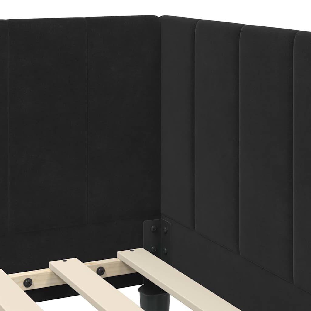 vidaXL Rama łóżka narożnego Z zagłówkiem Czarny 80 cm x 200 cm Aksamit