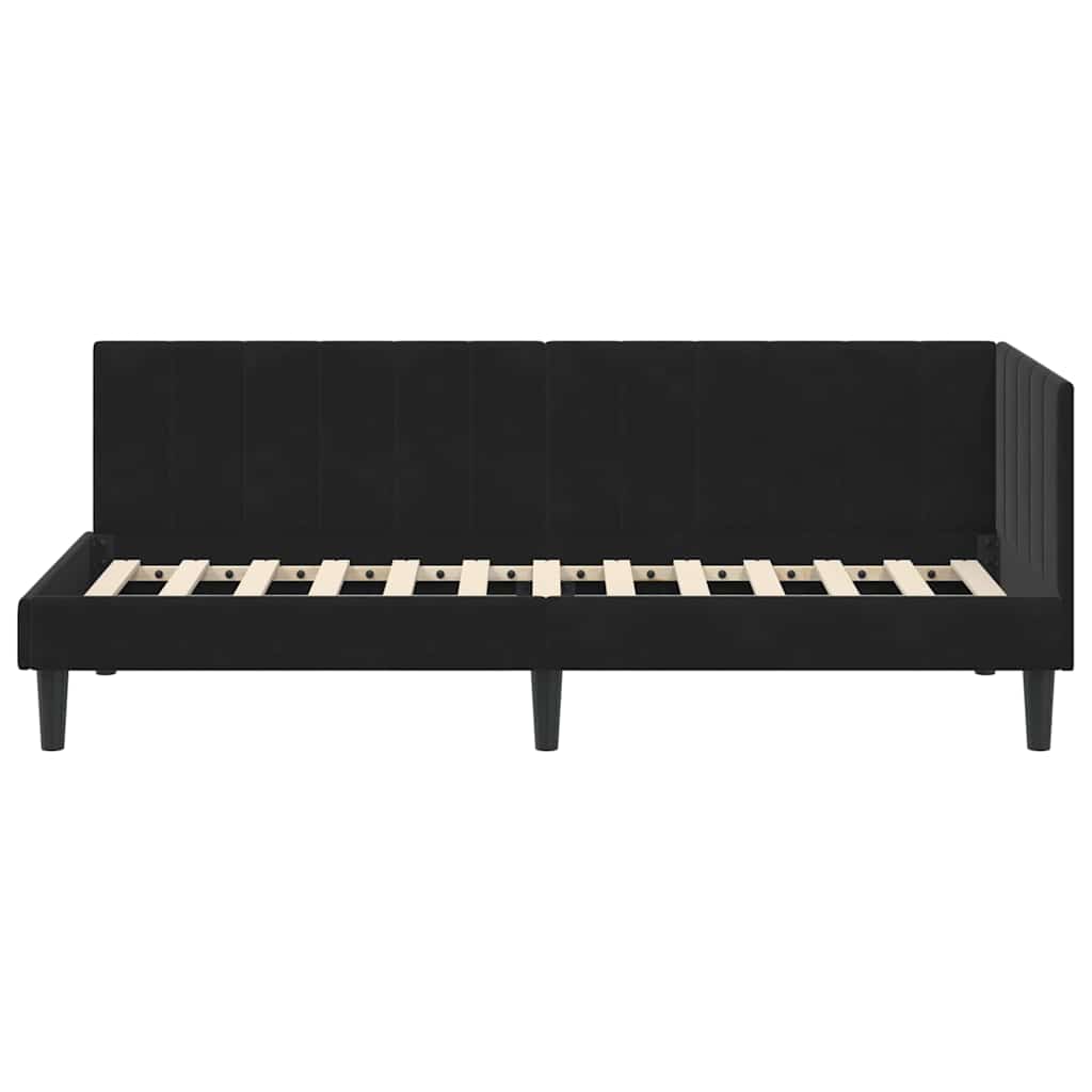 vidaXL Rama łóżka narożnego Z zagłówkiem Czarny 80 cm x 200 cm Aksamit