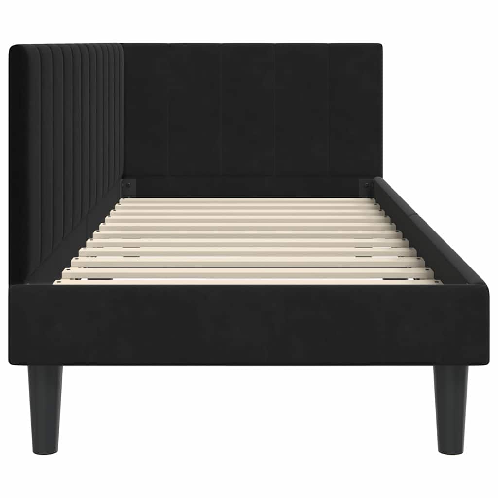 vidaXL Rama łóżka narożnego Z zagłówkiem Czarny 80 cm x 200 cm Aksamit