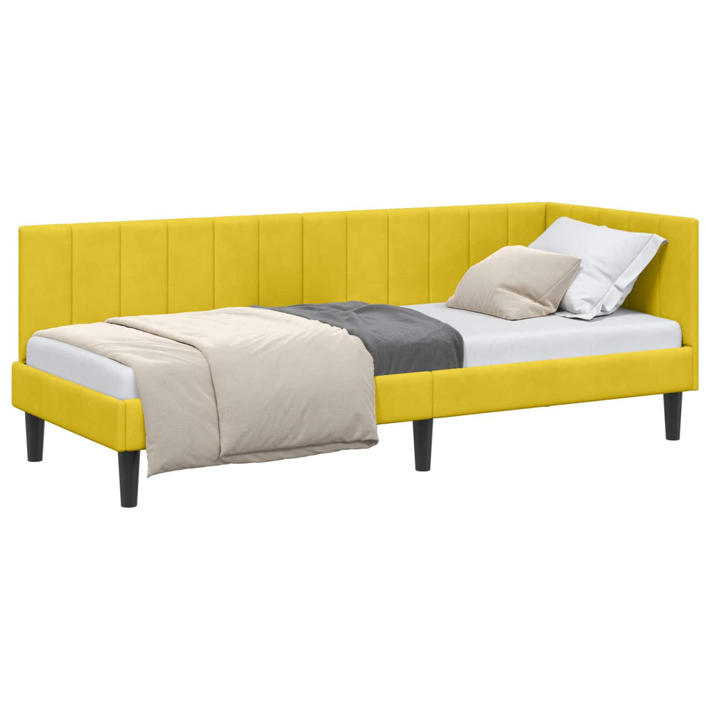 vidaXL Rama łóżka narożnego Z zagłówkiem Żółty 80 cm x 200 cm Aksamit