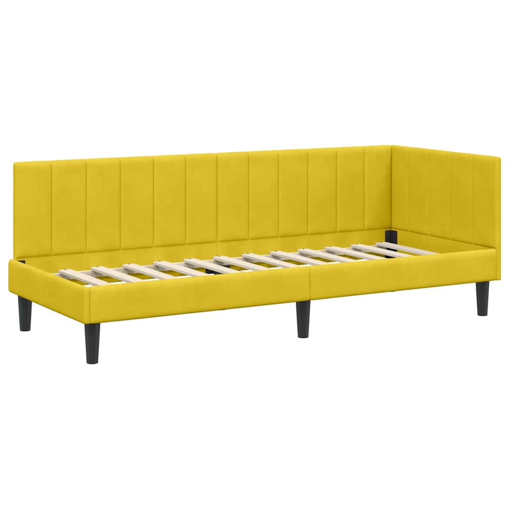vidaXL Rama łóżka narożnego Z zagłówkiem Żółty 80 cm x 200 cm Aksamit