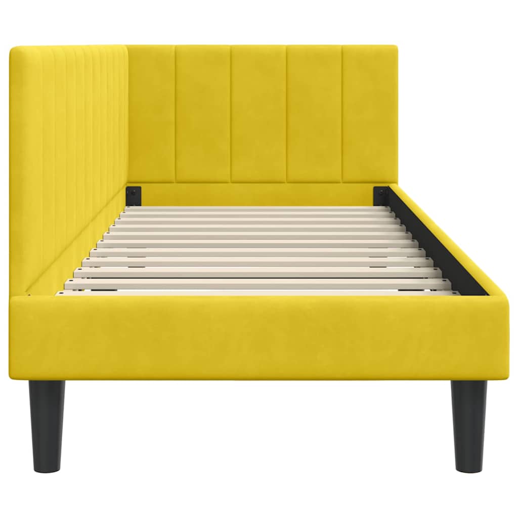 vidaXL Rama łóżka narożnego Z zagłówkiem Żółty 80 cm x 200 cm Aksamit