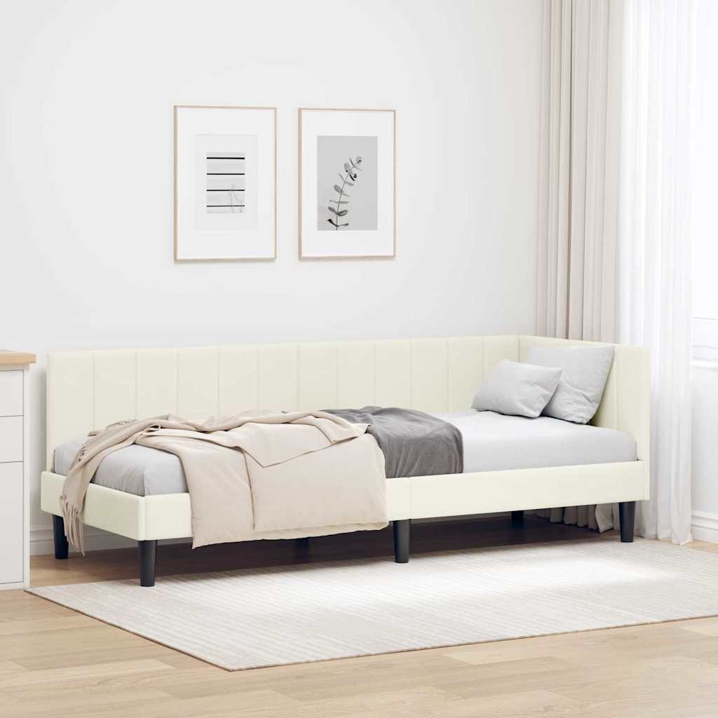 vidaXL Rama łóżka narożnego Kremowy 80 cm x 200 cm Aksamit