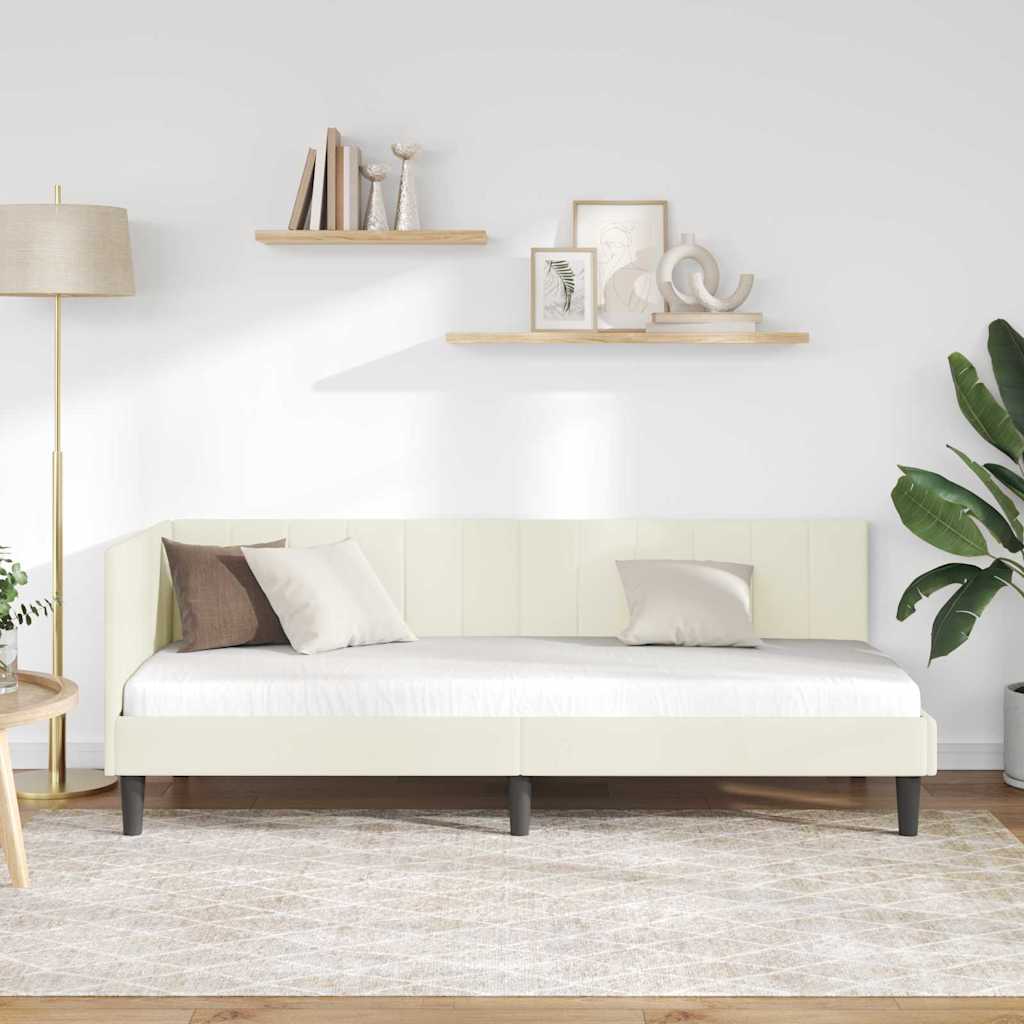 vidaXL Rama łóżka narożnego Kremowy 80 cm x 200 cm Aksamit