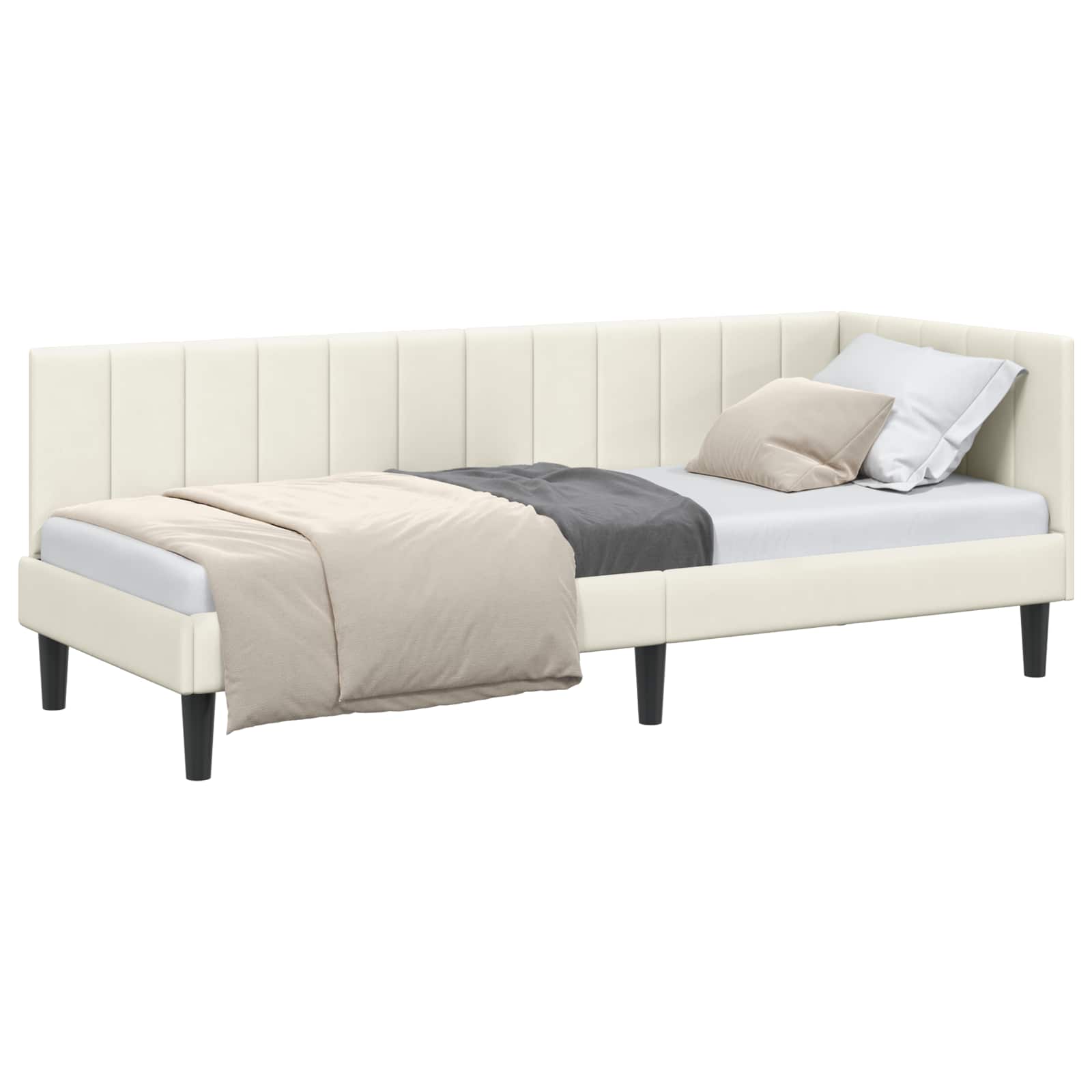 vidaXL Rama łóżka narożnego Kremowy 80 cm x 200 cm Aksamit