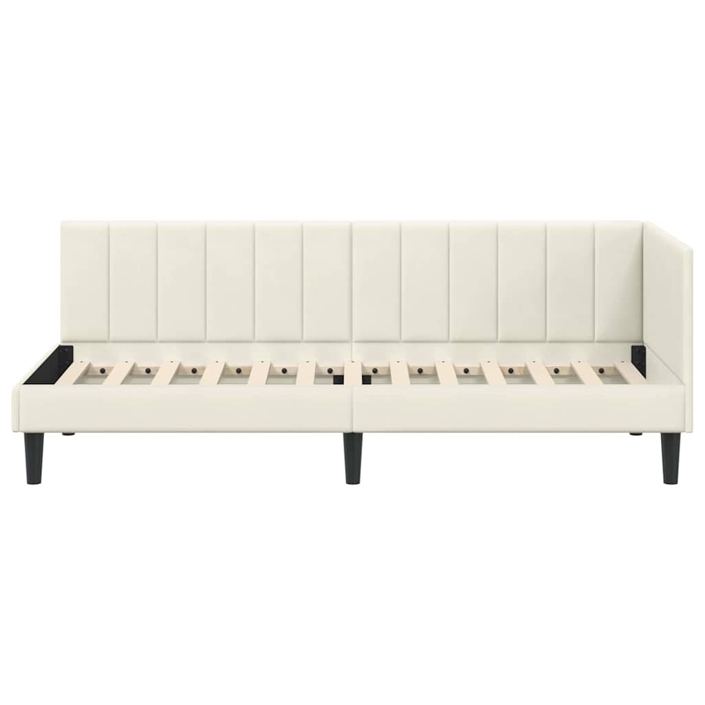 vidaXL Rama łóżka narożnego Kremowy 80 cm x 200 cm Aksamit