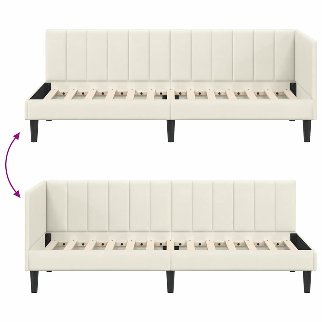 vidaXL Rama łóżka narożnego Kremowy 80 cm x 200 cm Aksamit