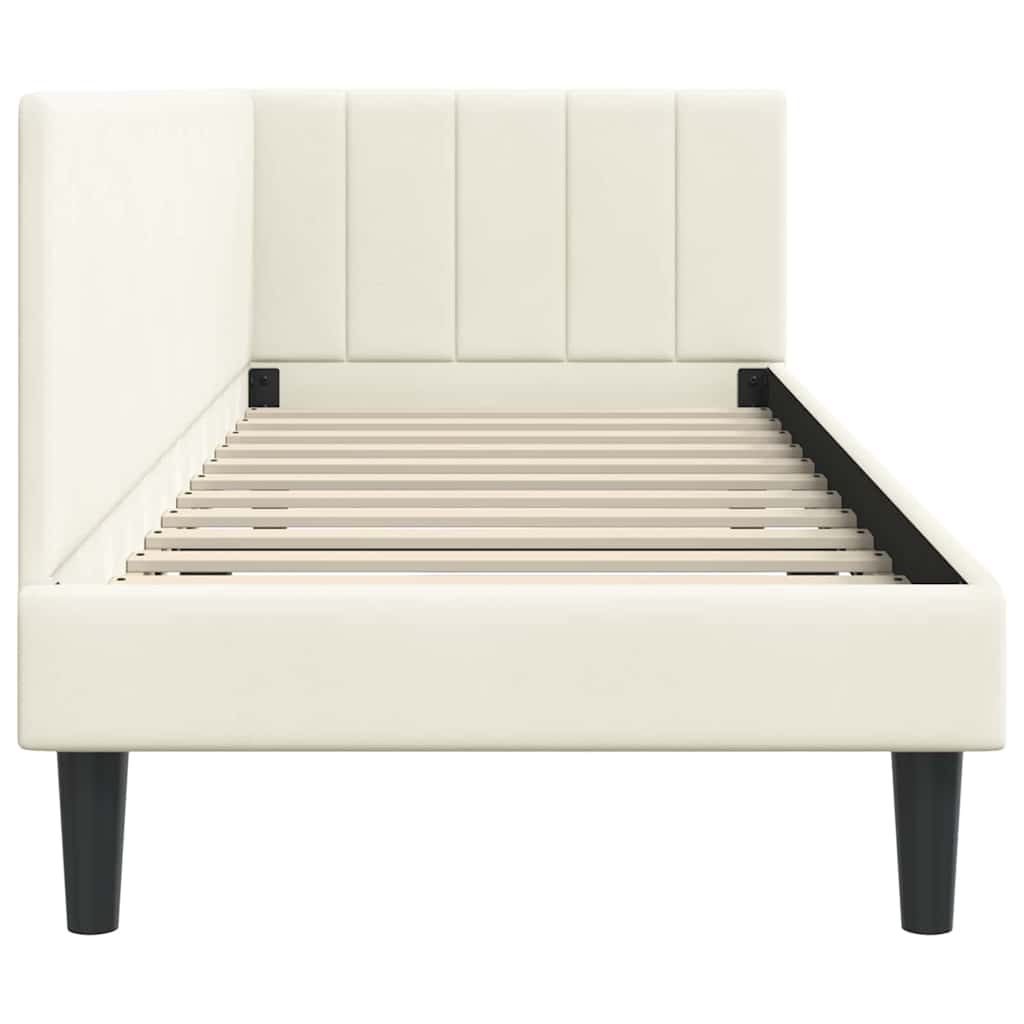 vidaXL Rama łóżka narożnego Kremowy 80 cm x 200 cm Aksamit