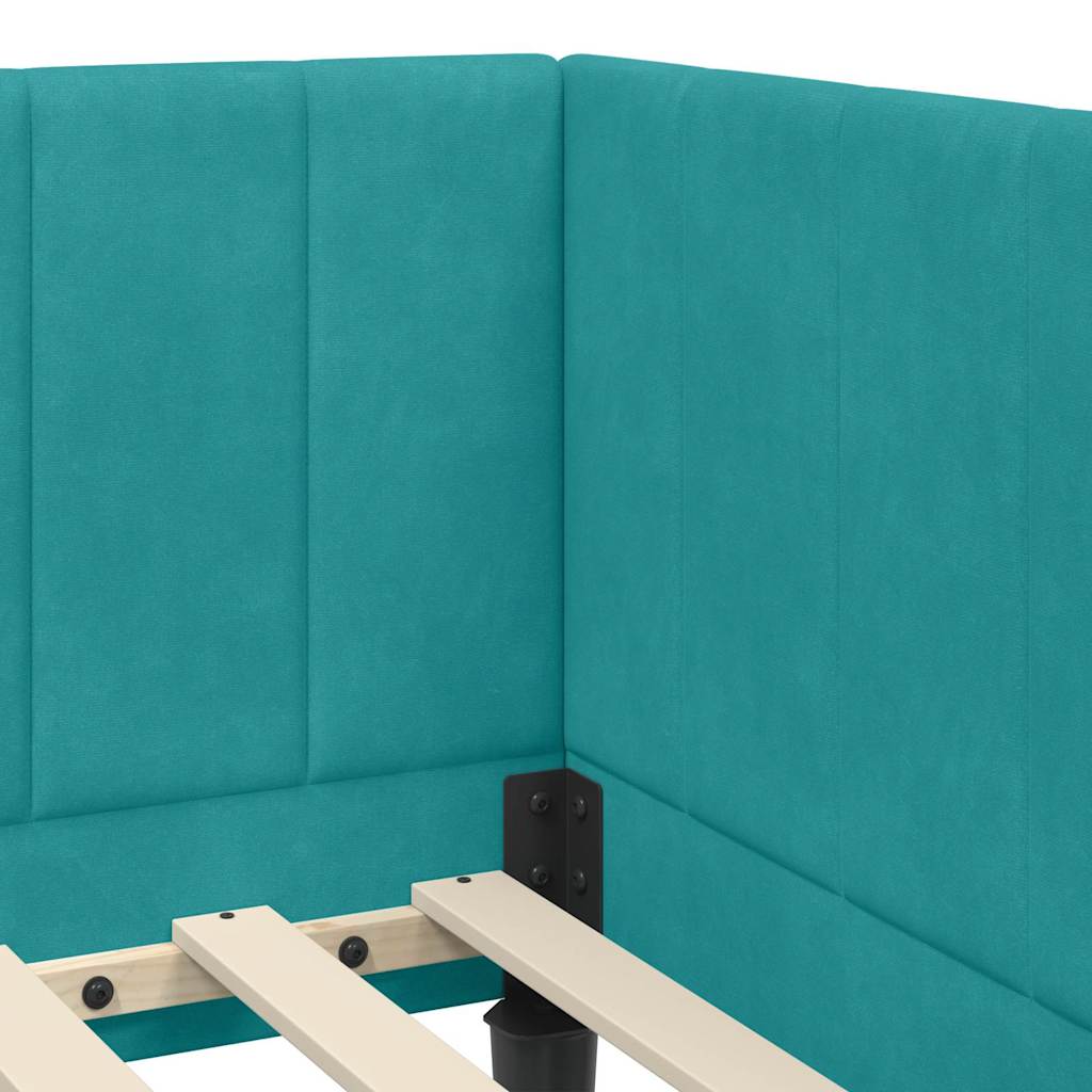 vidaXL Rama łóżka narożnego Turkusowy 80 cm x 200 cm Aksamit