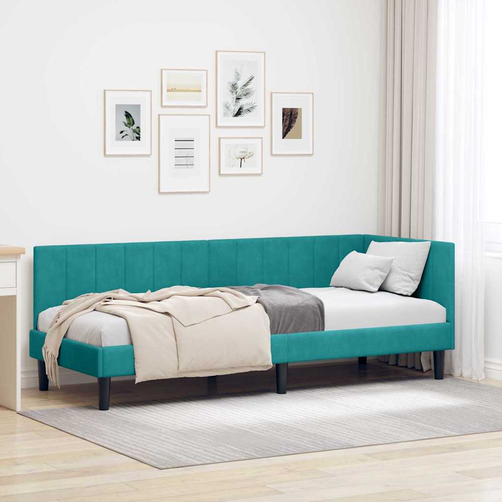 vidaXL Rama łóżka narożnego Turkusowy 80 cm x 200 cm Aksamit