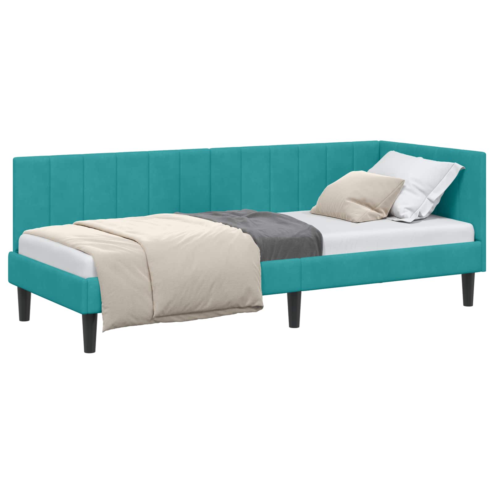 vidaXL Rama łóżka narożnego Turkusowy 80 cm x 200 cm Aksamit