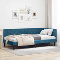 vidaXL Rama łóżka narożnego Niebieski 90 cm x 190 cm Aksamit
