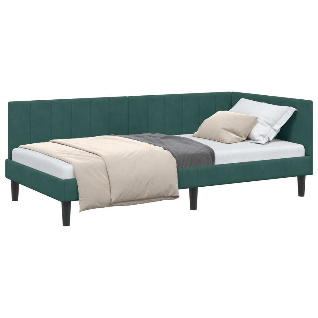 vidaXL Rama łóżka narożnego Ciemna zieleń 90 cm x 190 cm Aksamit
