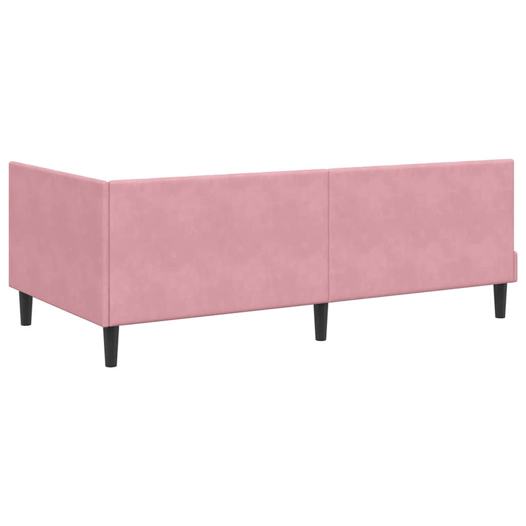 vidaXL Rama łóżka narożnego Z zagłówkiem Różowy 90 cm x 190 cm Aksamit
