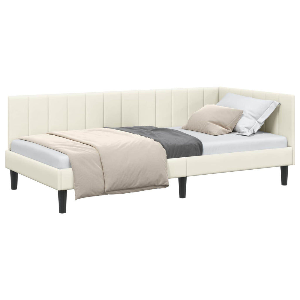 vidaXL Rama łóżka narożnego Kremowy 90 cm x 190 cm Aksamit