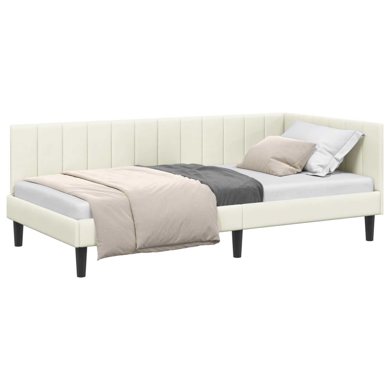 vidaXL Rama łóżka narożnego Kremowy 90 cm x 190 cm Aksamit
