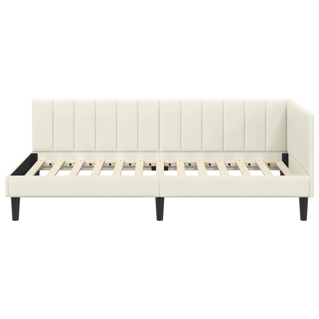 vidaXL Rama łóżka narożnego Kremowy 90 cm x 190 cm Aksamit